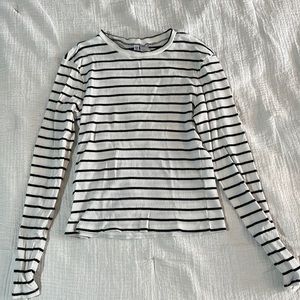 Black and white striped knit tee